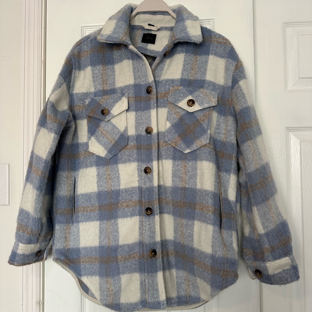 Oversized plaid shirt jacket